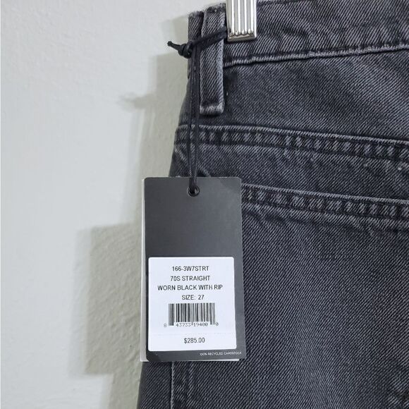 Re/Done 70's High Rise Straight Leg Distressed Denim Jeans In Black Size 27 NWT - Picture 16 of 16